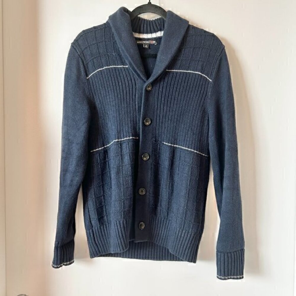 Banana Republic Men's Heavy Knit Button Down Cardigan Sweater Navy Blue Size S